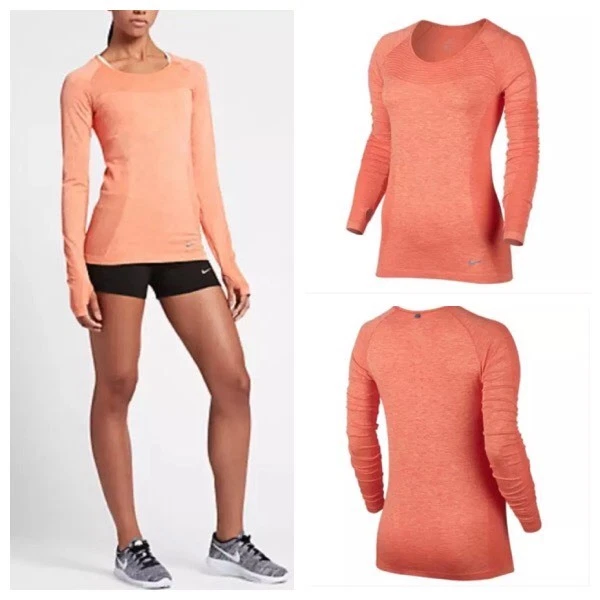 Nike Womens Size Small Dri-fit Knit Long Sleeve Running Shirt Blue Top