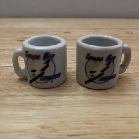 [Lot of 2] TAMPA BAY LIGHTNING Logo NHL "Cup Crazy" Team 1.25" Mini Mugs Cover