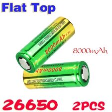 2X 26650 Batteries 3.7V Rechargeable   Battery Flat Top 26650 Battery