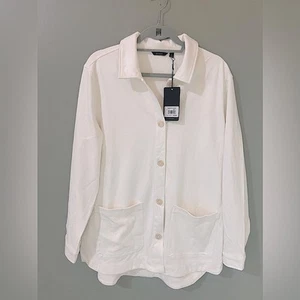 Melocotón MWT Makenna Chaqueta Chaqueta Talla Grande Marfil Botón Abajo - Imagen 1 de 5