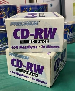 PRECISION CD-RW 2x 50 Pack 650 MB 74 Minutes Unopened BOX - Picture 1 of 4