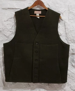Vintage Filson Green Wool Mackinaw Cruiser Vest Men's Size 46 100% Wool USA - Picture 1 of 8