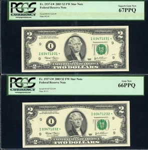 2003 2-Dollar Star Notes Minneapolis Federal Reserve -Sequential Serial Number  - Picture 1 of 2