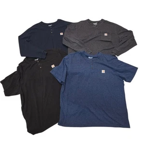 4 Carhartt Men's 2XL Henley Pocket T-Shirts Loose Fit 1/4 Button K84 & K128 EUC - Picture 1 of 17