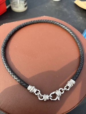 Collar de cuero Judith Ripka de plata de ley 925 Foto 1 de 2