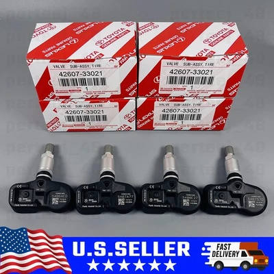 4PCS Genuine Tire Pressure Sensor TPMS 42607-33021 PMV-107J For Toyota Lexus - Image 1 of 4