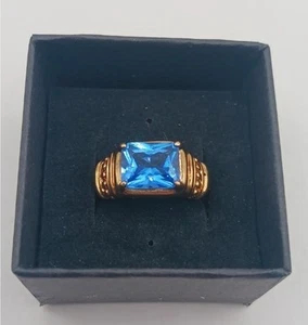 Vermeil London Blue Topaz 925 Ring, Size 8.25 - Picture 1 of 4