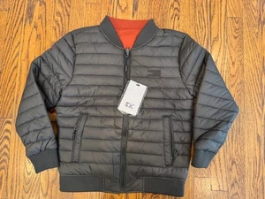 Winter Reversible Puffer Jacket Gray Green Orange Boys Size 8 New - Foto 1 di 16