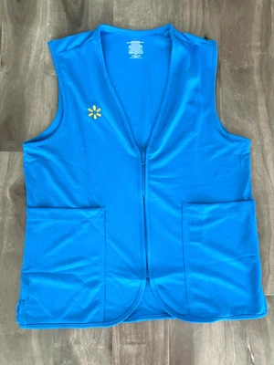Walmart Employee Vest Ladies M Blue Full Zip Sleeveless Spark Associate Uniform - Image 1 of 4