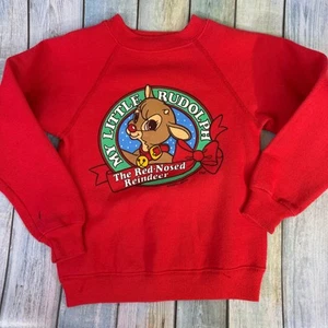 Vintage Rudolph Crewneck Sweatshirt Small Red Christmas 90s Santa Retro - Picture 1 of 6