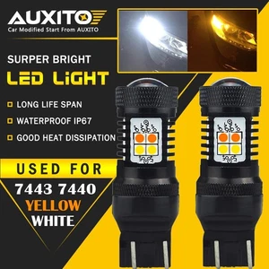 Error Free 7443/7444 Switchback White/Amber LED 16SMD Turn Signal Parking Bulbs - Picture 1 of 7