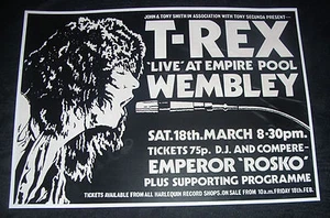T.Rex-Empire Pool,Wembley,London,England 18th March 1972 concert poster - Imagen 1 de 1