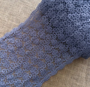 2,5 iarde 8" di larghezza rayon venese vittoriano pizzo floreale blu grigio s0341 - Foto 1 di 2