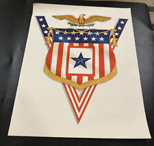 Litho Print Recruiting Station USA Military Shield Crest Patriotic 12x9” Vintage