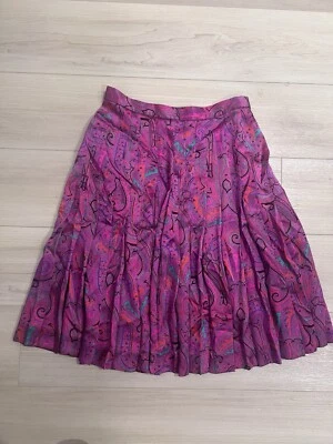 VINTAGE CARLISLE 100% Silk Paisley Midi Skirt Size 10 Pink Purple Boho Retro Y2K - Image 1 of 4