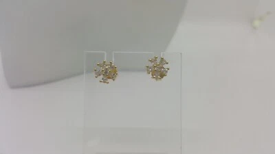 ORECCHINI A BOTTONE  CON ZIRCONI IN ARGENTO 925 CON FINITURA ORO (0261) - Immagine 1 di 4