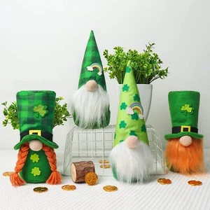 St Patricks Day Decorations, 4Pcs St Patricks Day Gnomes Plush, Handmade Tomt - Picture 1 of 5
