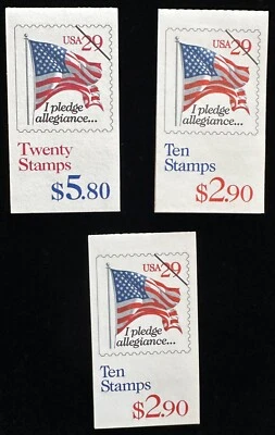 Lot/3 US Stamps SC BK198, I Pledge Allegiance (2594a) 29c RED bklt  10/20 ~ MNH - Image 1 of 3