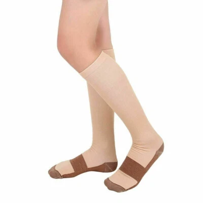 Paquete de 3 calcetines de compresión de algodón (20-30 mmHg) soporte absorbente de humedad medias Foto 1 de 4