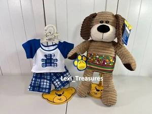 🤎 NEW Build A Bear Cozy Corduroy Pup Dog Plush 15" w/ NEW Pajamas 🤎 Rare HTF - Imagen 1 de 6