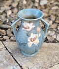 Roseville Pottery 90-7 Blue Magnolia Double Handled Vase Vintage