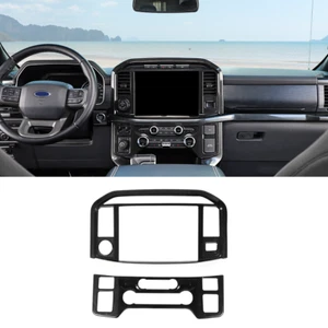 Cubierta del panel de control central de fibra de carbono AC + dirm de navegación para Ford F150 2021 + - Imagen 1 de 10
