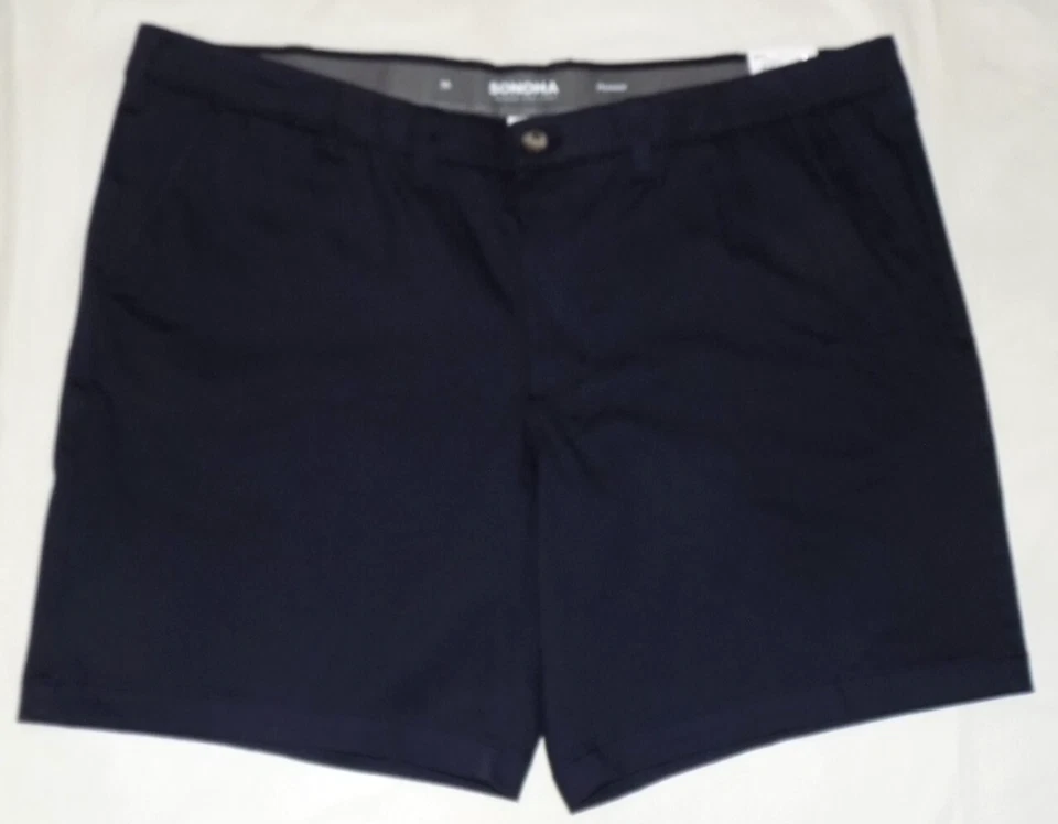 Sonoma Flexwear Shorts Men 50 Big & Tall Flat Front Hits above the Knee Navy
