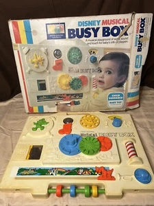 Vintage 1977 PLAYSKOOL Disney Musical Busy Box Crib Toy Hanging W Original Box - Picture 1 of 24