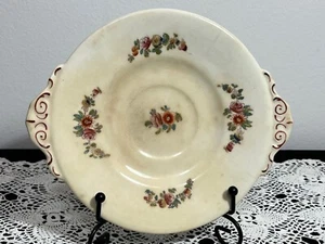 Antique Ceramic Plate with Handles, Floral Design, Rare Vintage Dishware, Aged - Picture 1 of 9