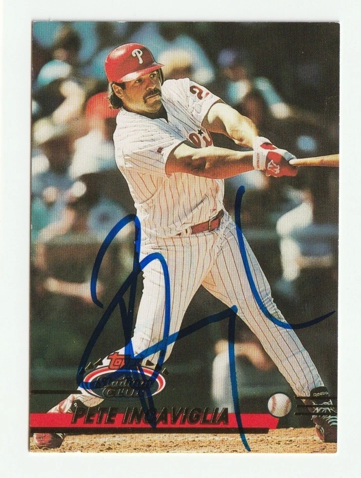 Pete Incaviglia Signed 1993 Topps Stadium Club Card #636 Auto Phillies COA - Image 1 of 1