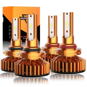 AUXBEAM 9006 / 9005 LED Headlight Low Beam High Beam Bulbs Lamp 6000K White 52W - Picture 1 of 15