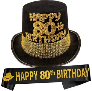 80th Birthday Gifts for Men80th Birthday Party Hat80th Birthday Sash for Men8... - Picture 1 of 9