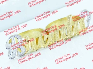 ANELLO CON NOME PERSONALIZZATO PLACCATO ORO 14K DUE DITA CON PAVIMENTAZIONE. QUALSIASI NOME/TAGLIA SPEDIZIONE US - Foto 1 di 1