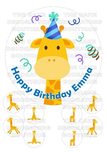 Edible Giraffe party decorations Cake Topper choices of size, iced and standing - Picture 1 of 4