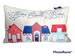 NWT Home Sweet Home Americana Throw Pillow Memorial Day Fourth Of July 3D Design - Picture 1 of 9