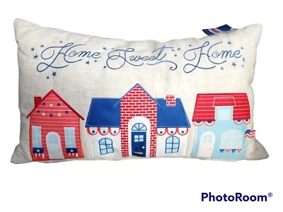 NWT Home Sweet Home Americana Throw Pillow Memorial Day Fourth Of July 3D Design - Image 1 of 4