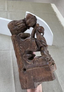 Wood Corbel Hand Carved Handmade Bird Peacock Antique Old Wall Hanging Bracket - Picture 1 of 12