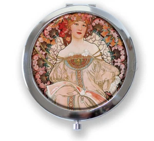 Alphonse Mucha's Champenois Paris Cosmetic Compact Mirror Keepsake Bridal Favor - Picture 1 of 4