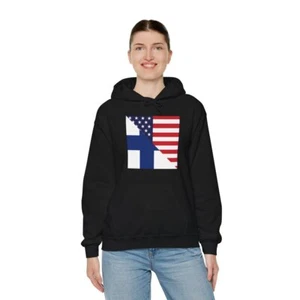 Finland American Flag Hoodie | Unisex Finnish Men Women Pullover - Picture 1 of 4