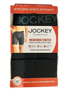 Mens 3-Pack Jockey Microfiber Stretch Moisture Wick Cool Long Leg Boxer Briefs S - Picture 1 of 3