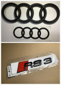 Audi RS3 Front Rear Emblem Full Set Matte Black Badge For Audi A3 S3 RS3  - Bild 1 von 9