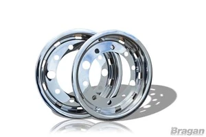 2 x 19.5" Super Singles Stainless Steel Wheel Trims Covers Lorry - 120mm - Picture 1 of 4