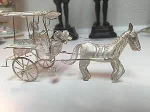 925 STERLING SILBER KUNSTWAGEN mit PFERD - Bild 1 von 9