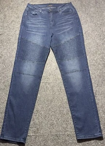 AQ American Quality Women's Size 14 Blue Denim Dark Wash Stretch Straight Leg - Picture 1 of 15