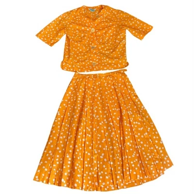 Vintage 60s 70s Catalina Sportswear Skirt & Top Set 9/10 Orange #249M - Image 1 of 4