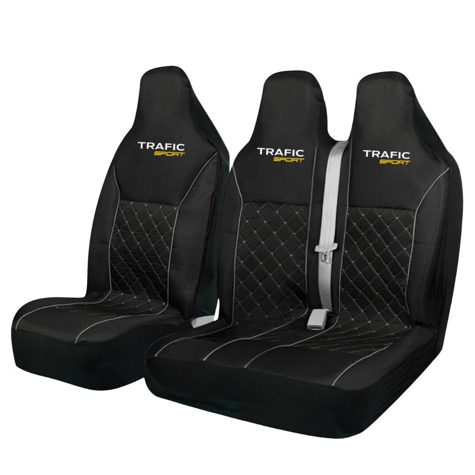 PARA RENAULT TRAFIC SPORT - FUNDAS DE ASIENTO DE FURGONETA ACOLCHADAS GRISES INDIVIDUALES + DOBLES 78 Foto 1 de 1