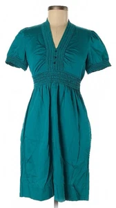 DIANE VON FURSTENBERG Womens Green Midi Dress 100% Cotton V Neck Size 8 - Picture 1 of 17