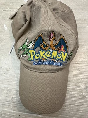 Sombrero Kidcore Vintage Tono Tierra Tostado Pokemon Bordado Centro Logo Años 90 y2k Niños  Foto 1 de 3