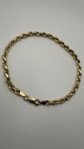 14K Yellow Gold Rope Bracelet 8.25” - Picture 1 of 5