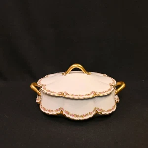 H&Co Limoges Haviland Vegetable Bowl Lid Schleiger 524A Floral Garland 1904-1931 - Picture 1 of 22